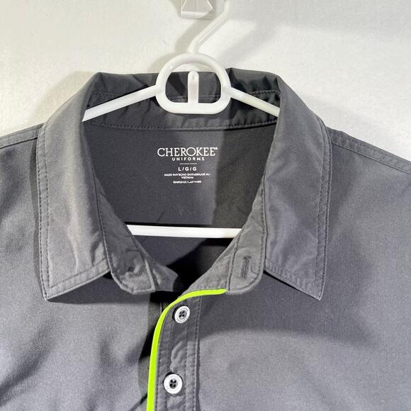 Cherokee Uniforms Polo Top Woman's Large Style # CKI803 Grey Zipper Pocket - Picture 5 of 10